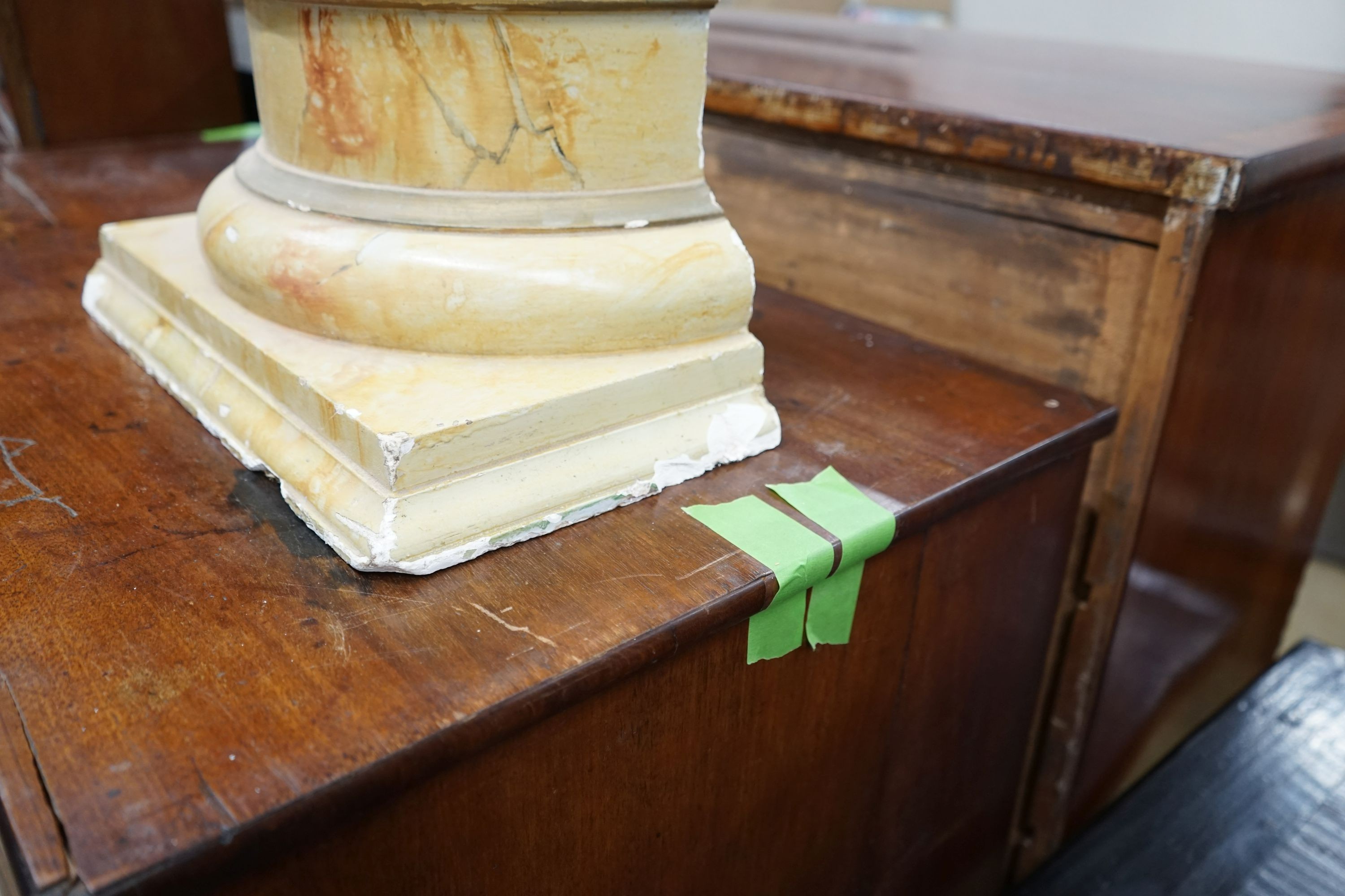 A faux marble column section, width 46cm, height 72cm